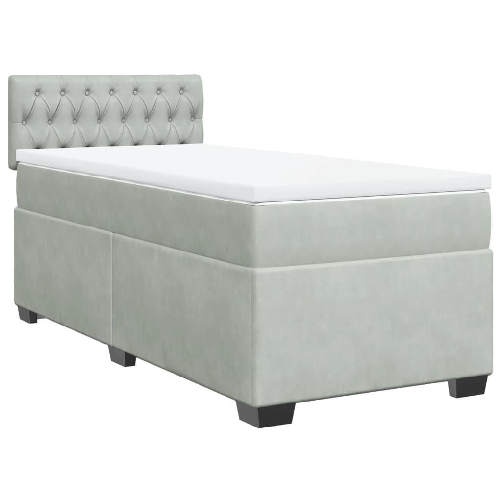 Box Spring Bed with Mattress Light Grey 80x200 cm Velvet