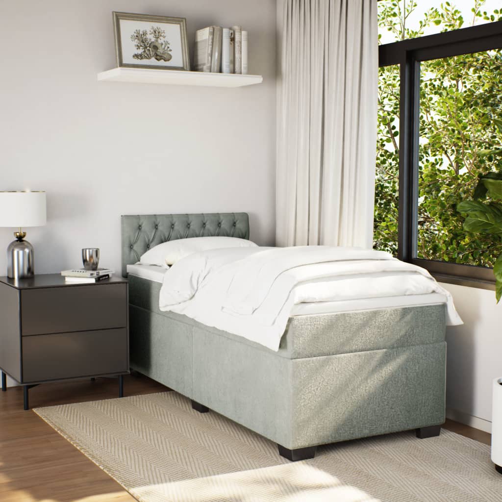 Box Spring Bed with Mattress Light Grey 80x200 cm Velvet