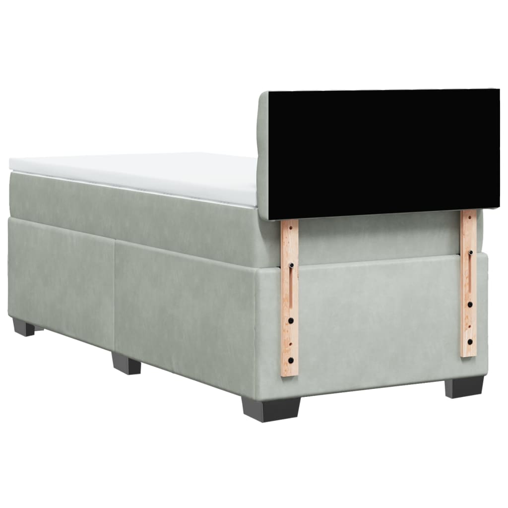 Box Spring Bed with Mattress Light Grey 80x200 cm Velvet