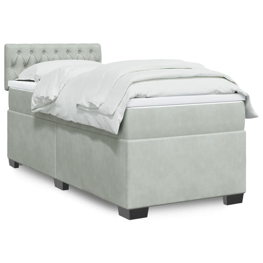 Box Spring Bed with Mattress Light Grey 80x200 cm Velvet