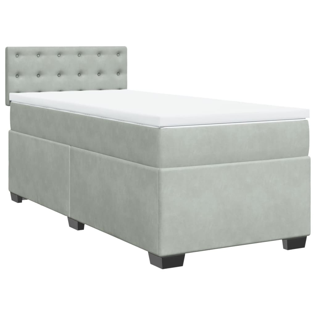 Box Spring Bed with Mattress Light Grey 80x200 cm Velvet