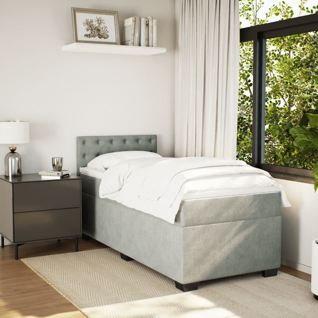 Box Spring Bed with Mattress Light Grey 80x200 cm Velvet