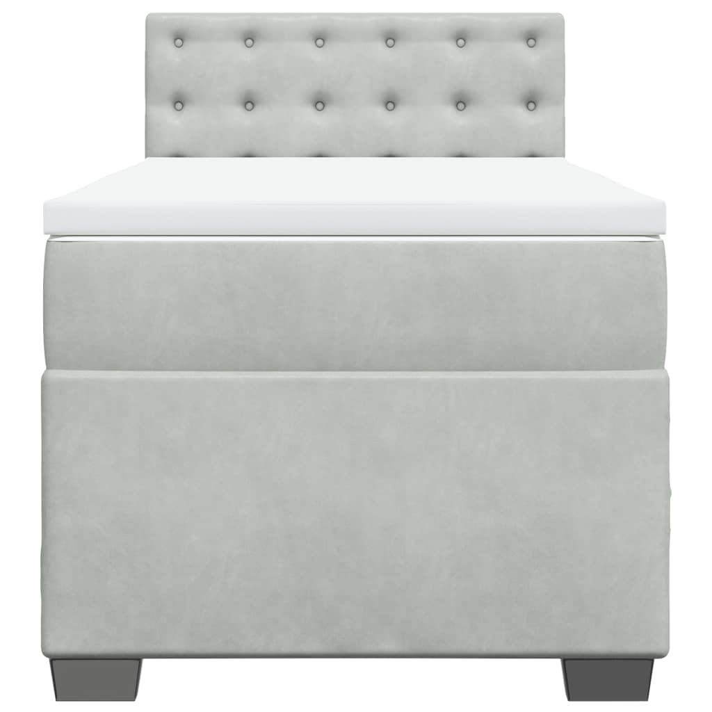 Box Spring Bed with Mattress Light Grey 80x200 cm Velvet