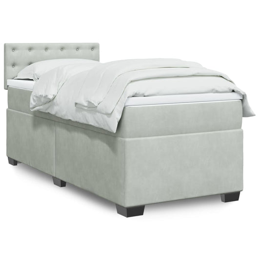 Box Spring Bed with Mattress Light Grey 80x200 cm Velvet