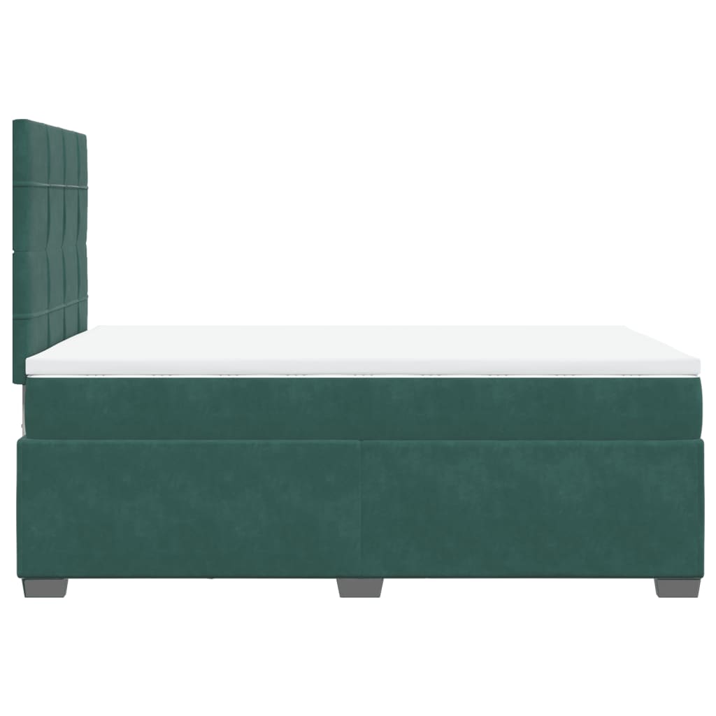 Box Spring Bed with Mattress Dark Green 120x190 cm Small Double Velvet