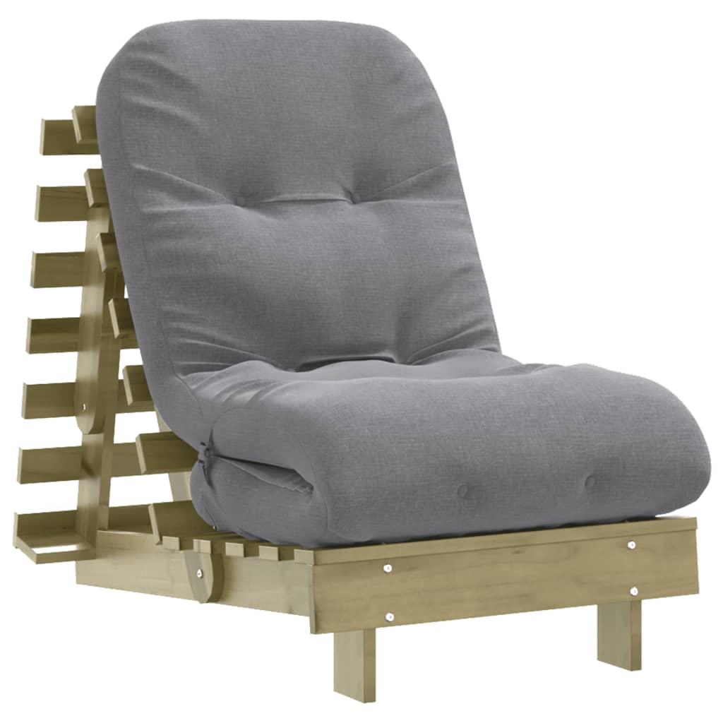Pine Wood Futon Sofa Bed with Mattress - 60x206x11 cm