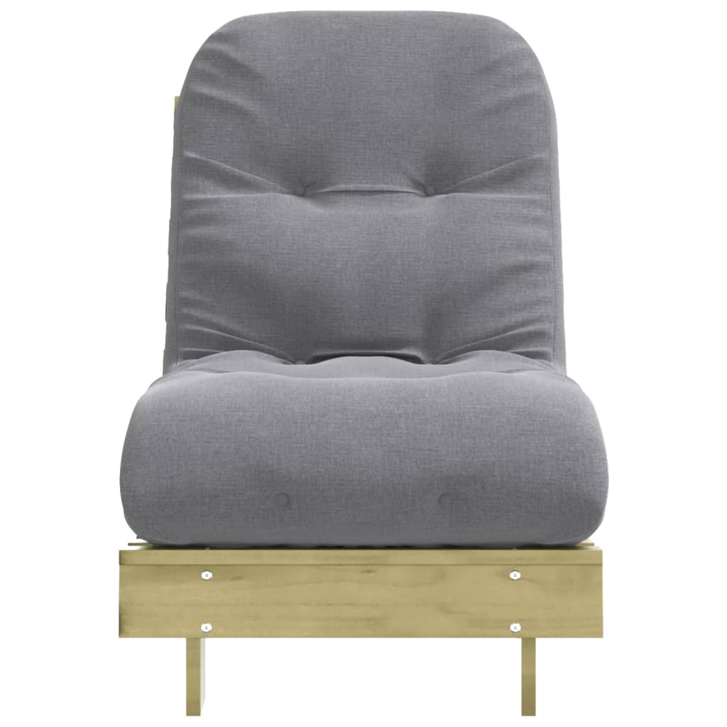 Pine Wood Futon Sofa Bed with Mattress - 60x206x11 cm