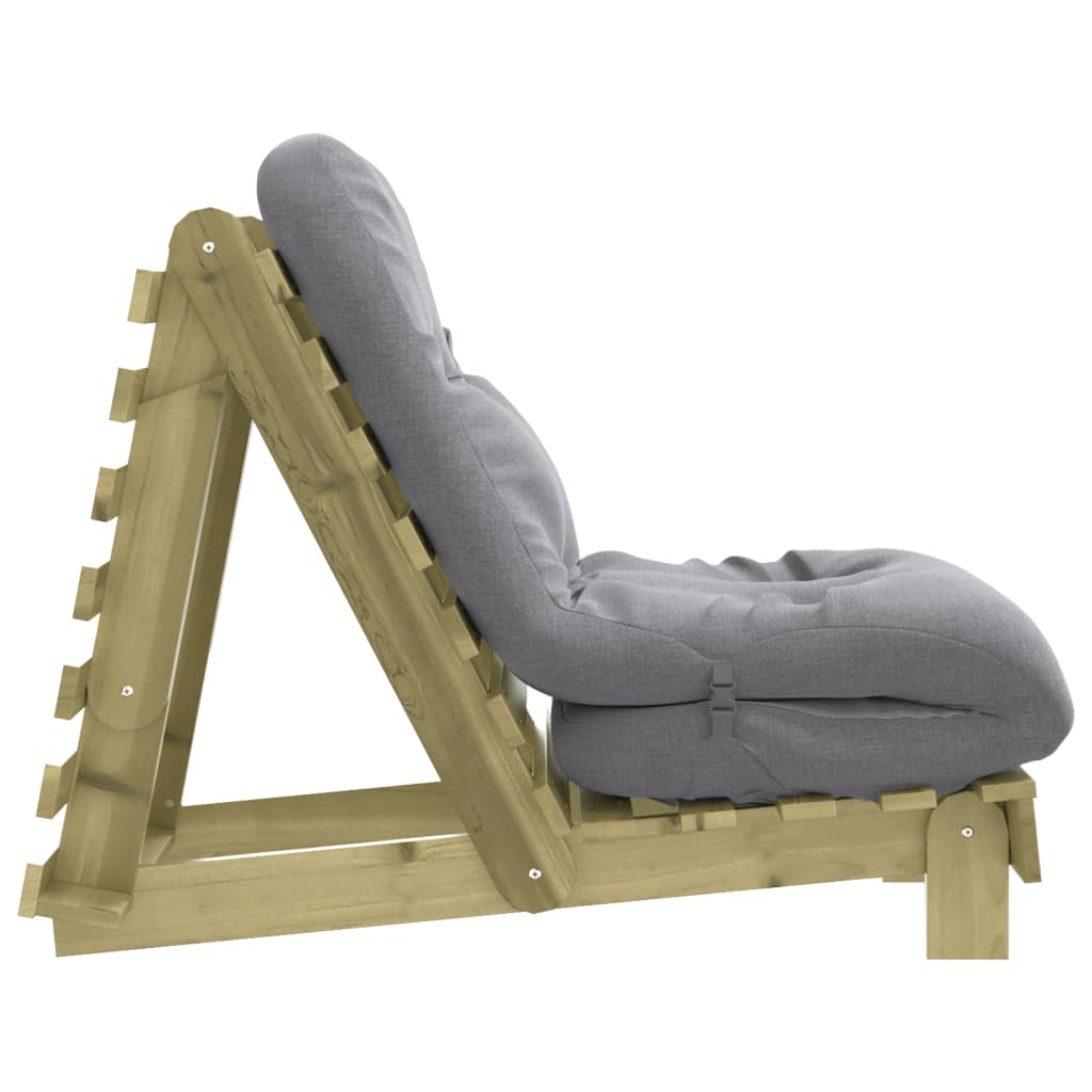 Pine Wood Futon Sofa Bed with Mattress - 60x206x11 cm