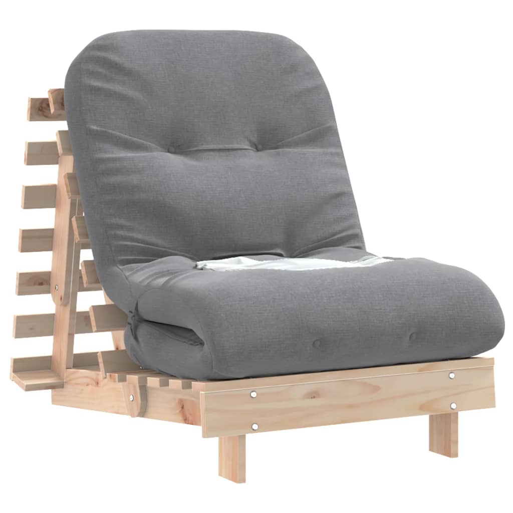 Solid Pine Wood Futon Sofa Bed - Mattress 70x206x11 cm