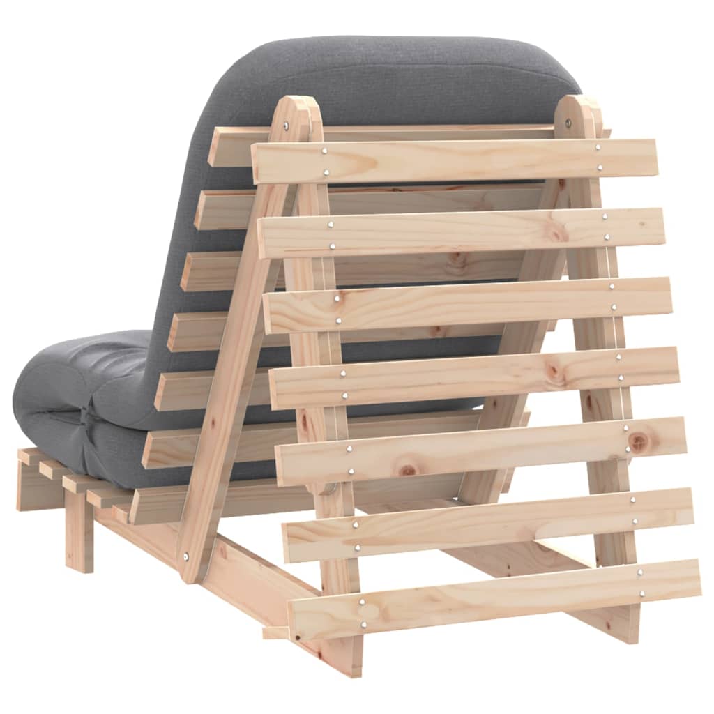Solid Pine Wood Futon Sofa Bed - Mattress 70x206x11 cm