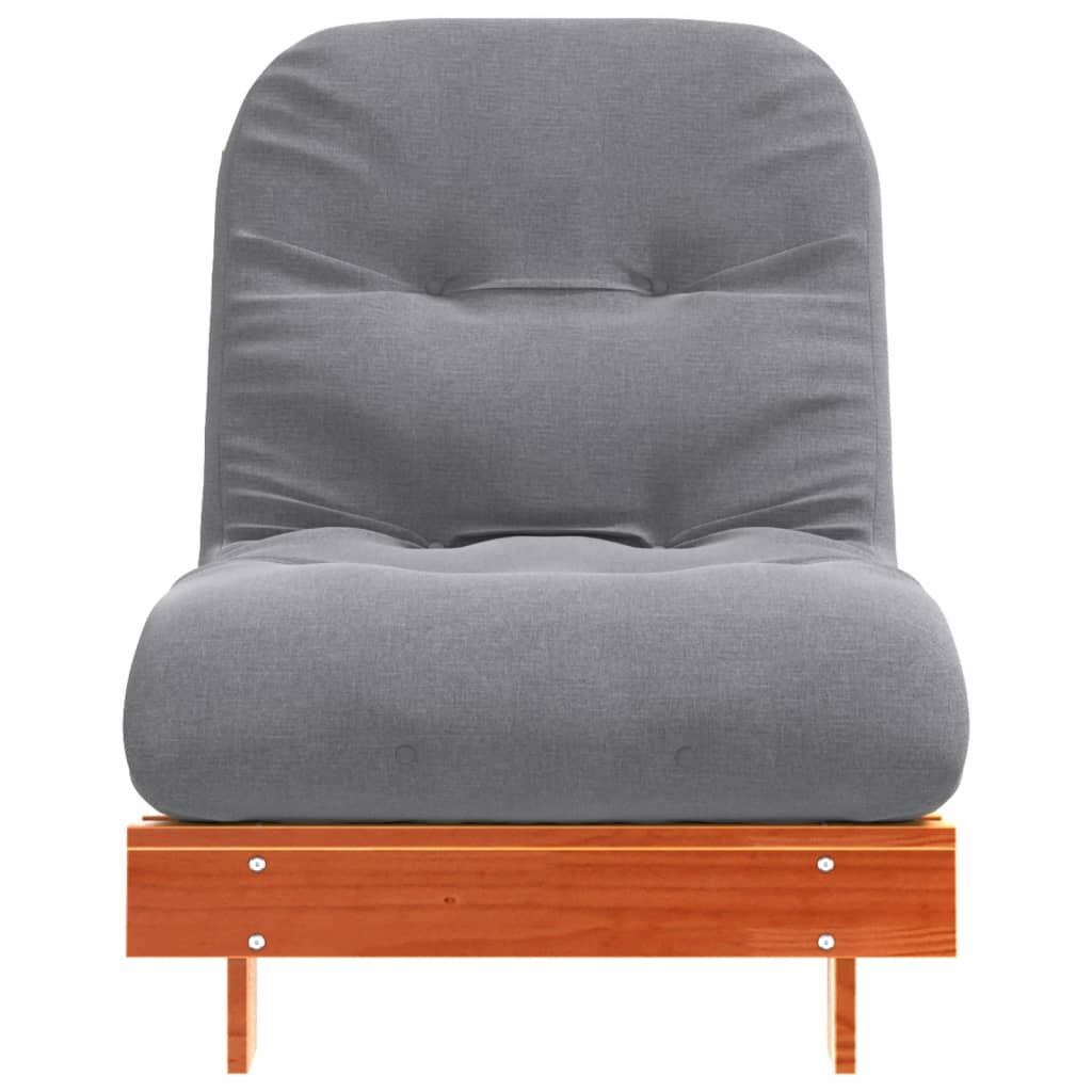 Solid Pine Futon Sofa Bed - Wax Brown, 70x206cm, with Mattress