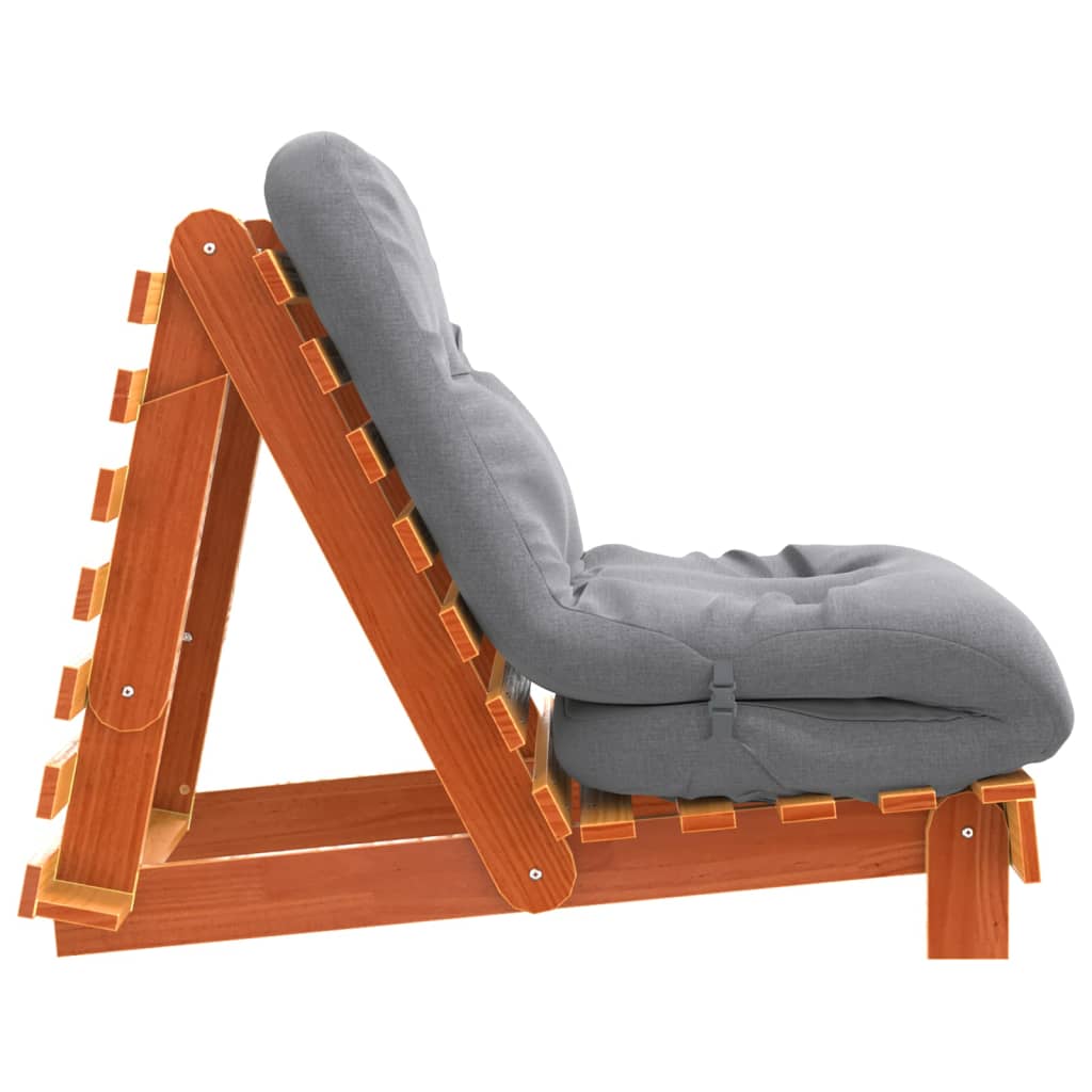 Solid Pine Futon Sofa Bed - Wax Brown, 70x206cm, with Mattress