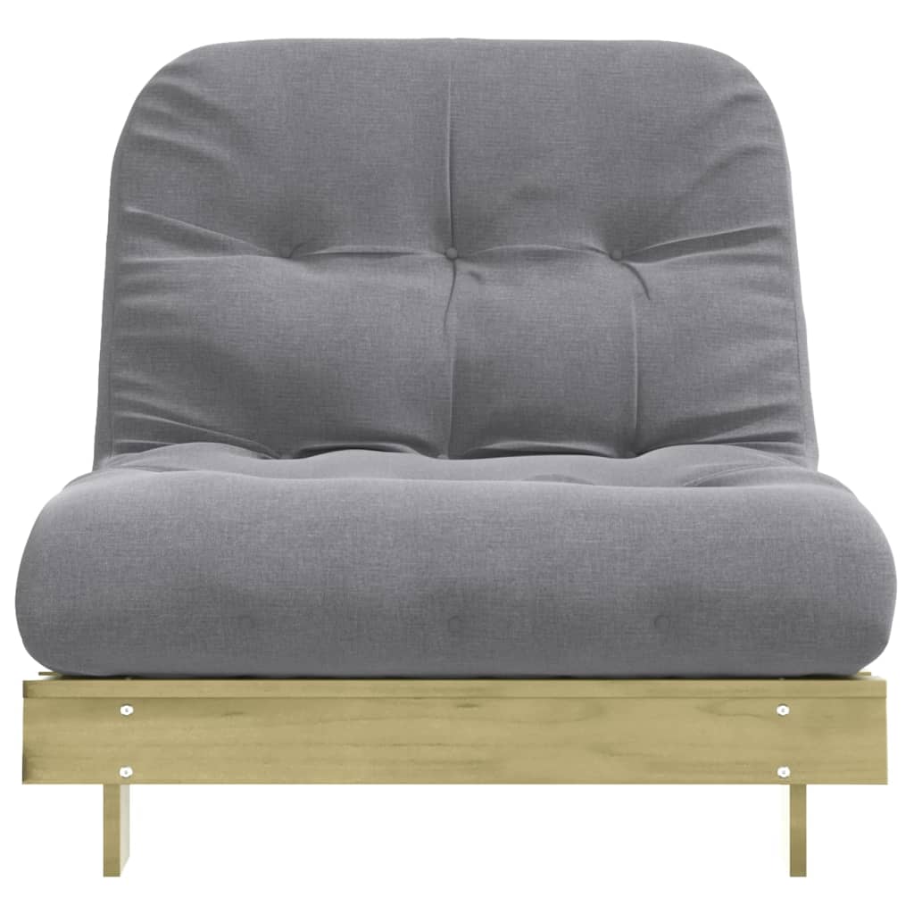 Compact Futon Sofa Bed, Pine Wood, 80x206x11 cm, with Mattress