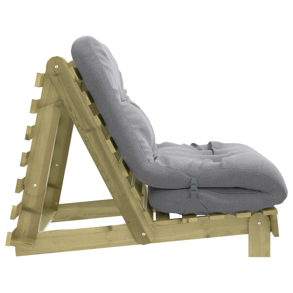 Compact Futon Sofa Bed, Pine Wood, 80x206x11 cm, with Mattress