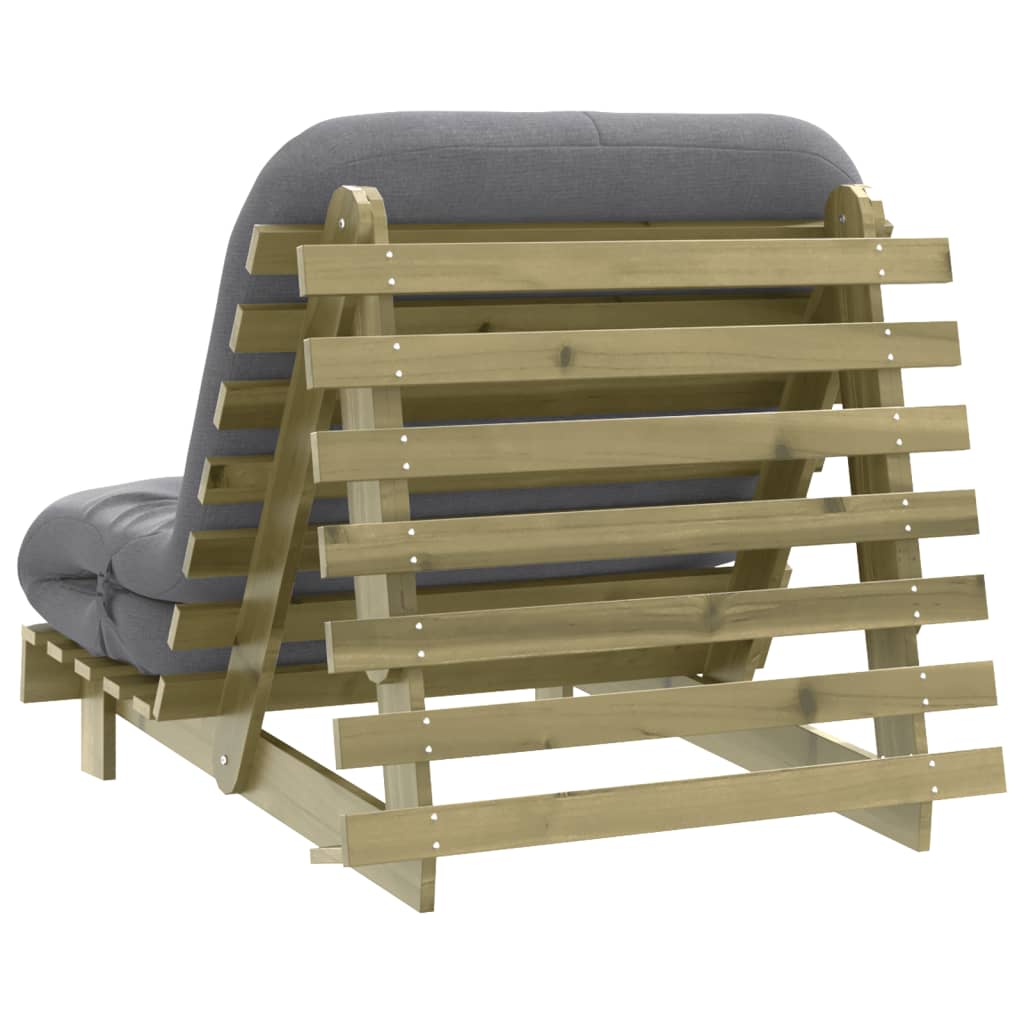 Compact Futon Sofa Bed, Pine Wood, 80x206x11 cm, with Mattress