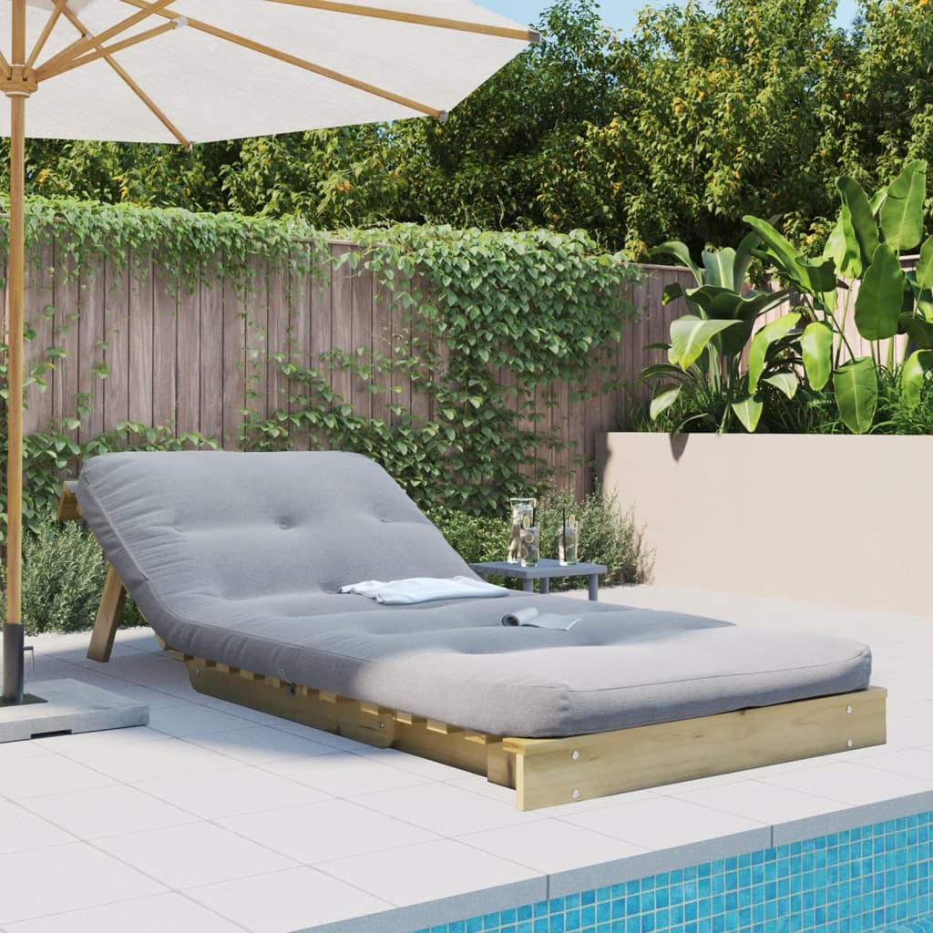 Pine Wood Futon Sofa Bed with Mattress 90x206x11 cm
