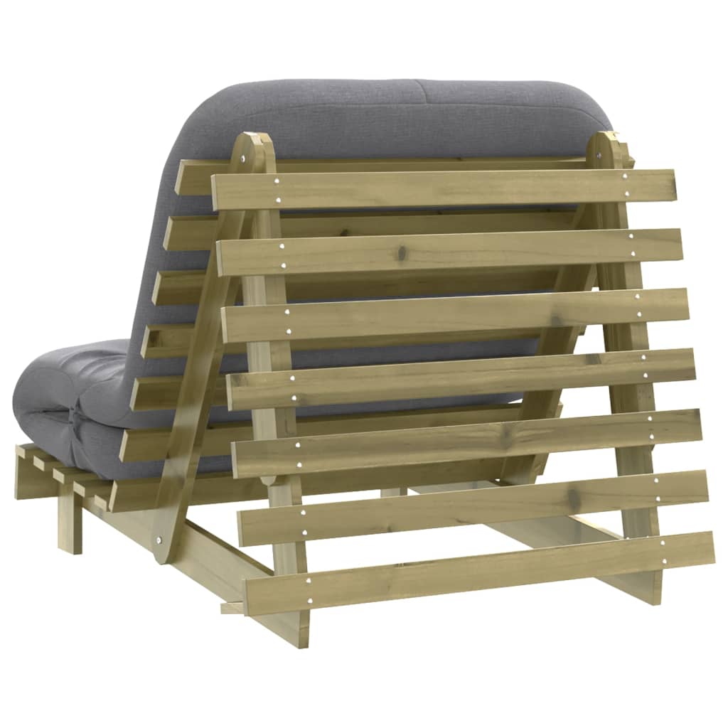 Pine Wood Futon Sofa Bed with Mattress 90x206x11 cm