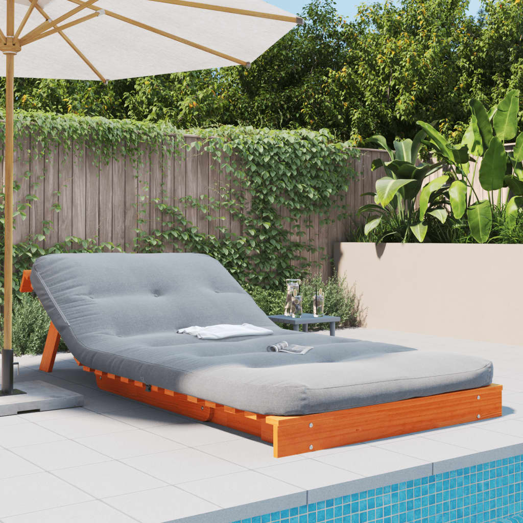 Wax Brown Solid Pine Futon Sofa Bed with Mattress 100x206x11 cm