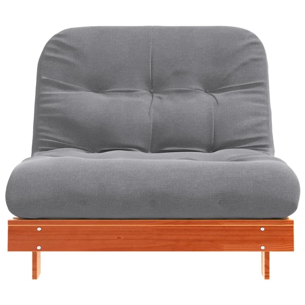 Wax Brown Solid Pine Futon Sofa Bed with Mattress 100x206x11 cm