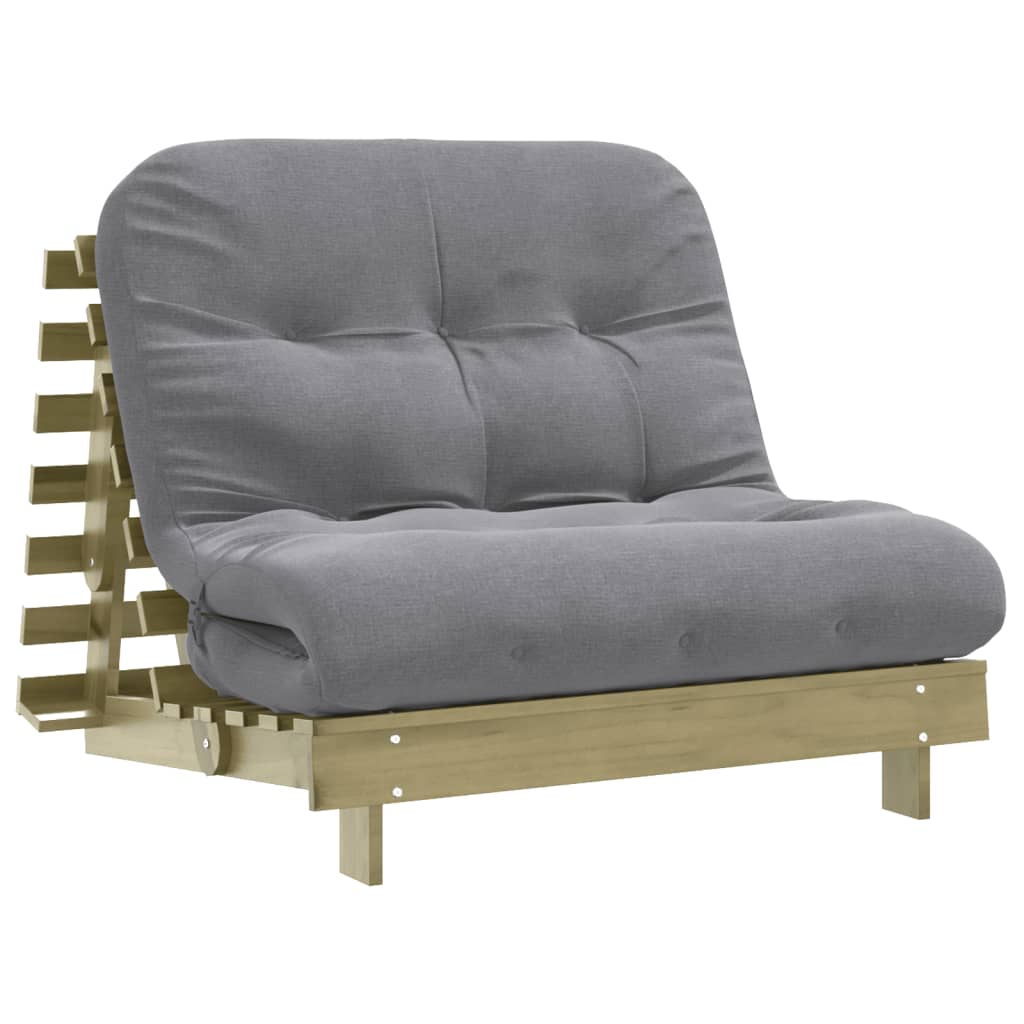 Pine Futon Sofa Bed with Mattress 100x206x11 cm - Durable Wood Design