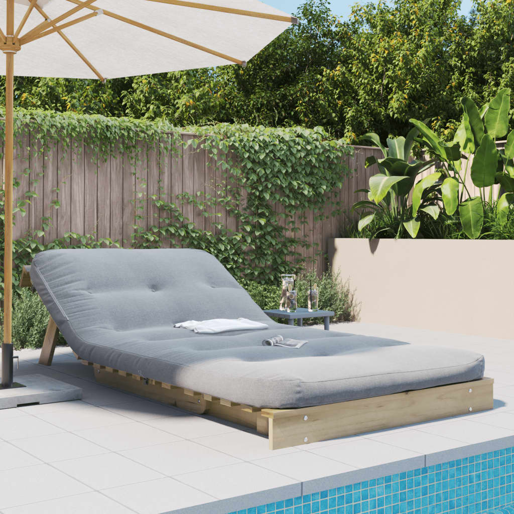 Pine Futon Sofa Bed with Mattress 100x206x11 cm - Durable Wood Design