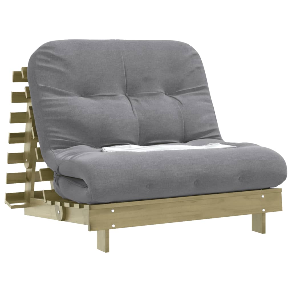Pine Futon Sofa Bed with Mattress 100x206x11 cm - Durable Wood Design