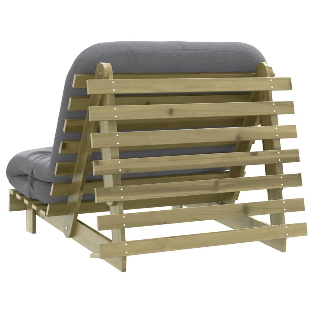 Pine Futon Sofa Bed with Mattress 100x206x11 cm - Durable Wood Design