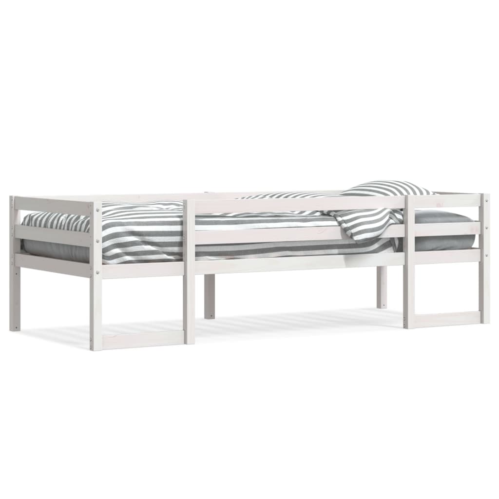Solid Pine Kids' Bed Frame 80x200 cm - White Finish, No Mattress