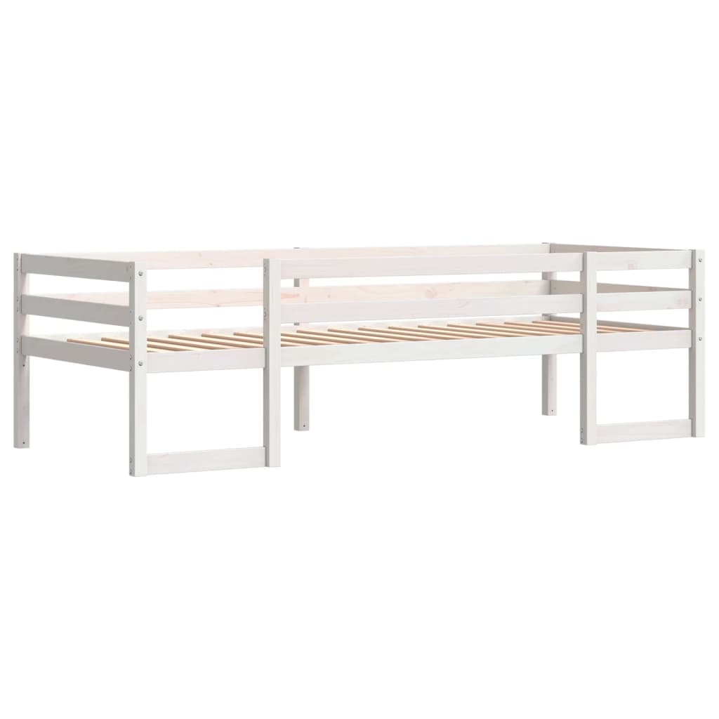 Solid Pine Kids' Bed Frame 80x200 cm - White Finish, No Mattress