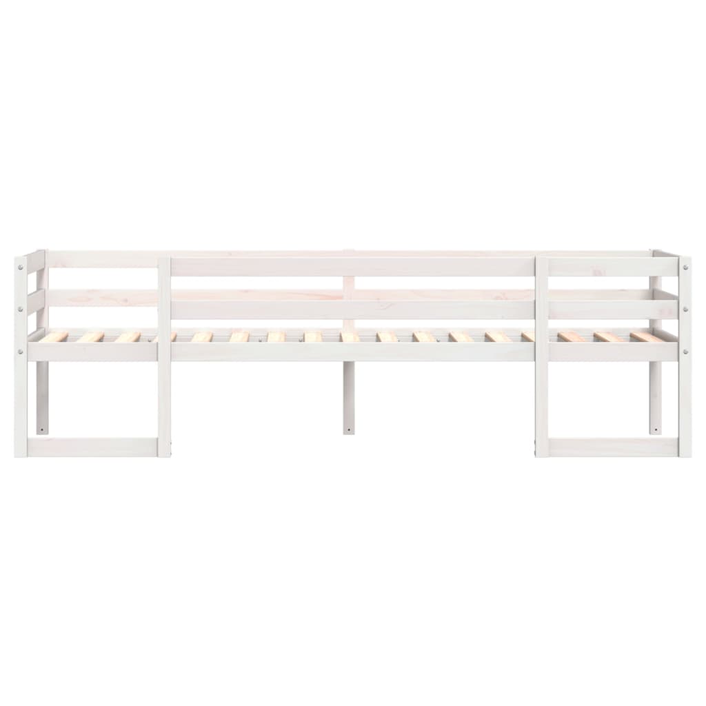 Solid Pine Kids' Bed Frame 80x200 cm - White Finish, No Mattress