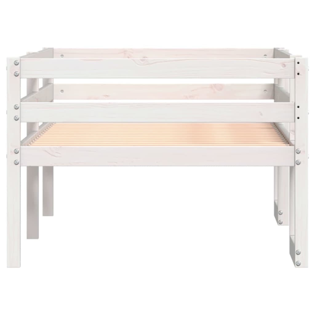 Solid Pine Kids' Bed Frame 80x200 cm - White Finish, No Mattress