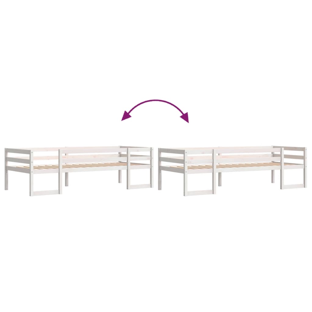Solid Pine Kids' Bed Frame 80x200 cm - White Finish, No Mattress