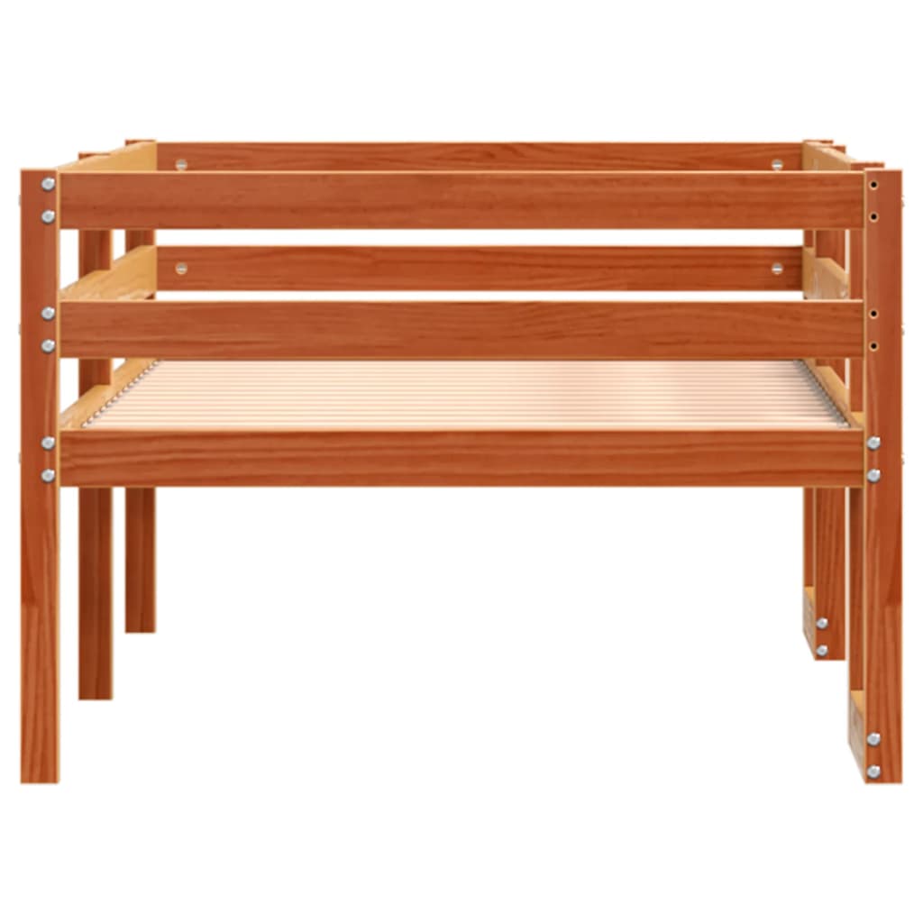 Wax Brown Kids' Bed Frame 80x200 cm - Sturdy Wood Design