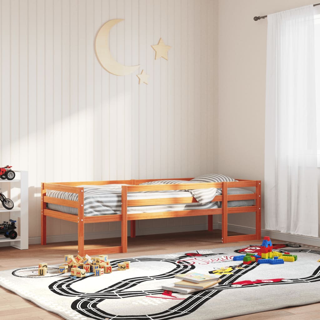 Wax Brown Kids' Bed Frame 80x200 cm - Sturdy Wood Design