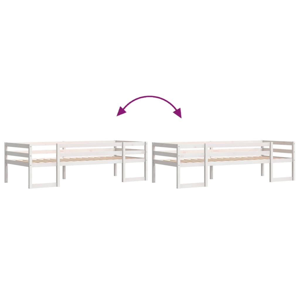 Solid Pine Kids' Bed Frame - White 90x190 cm Single Bed
