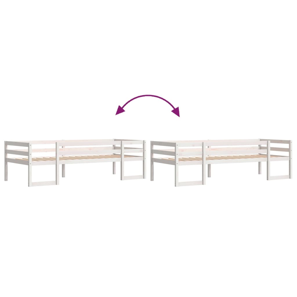 White Solid Pine Kids' Bed Frame 75x190 cm - Small Single