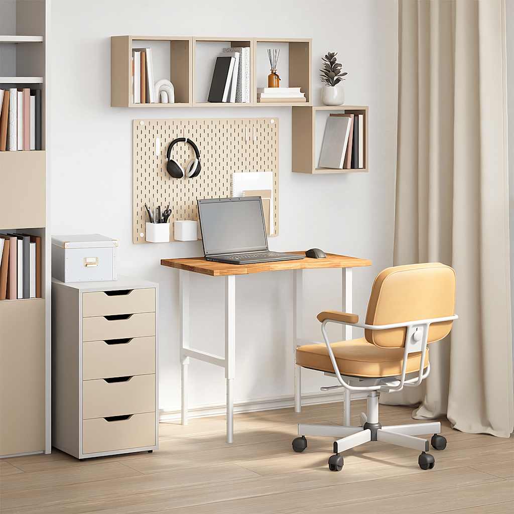 Solid Oak Rectangular Desk Top - Light Brown, 80x50x2.5 cm