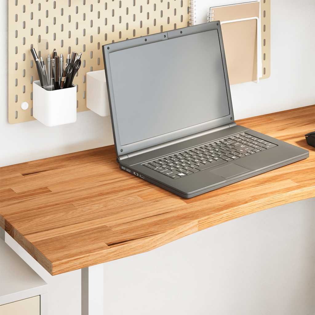 Solid Oak Desk Top 120x50x2.5 cm - Light Brown Rectangular