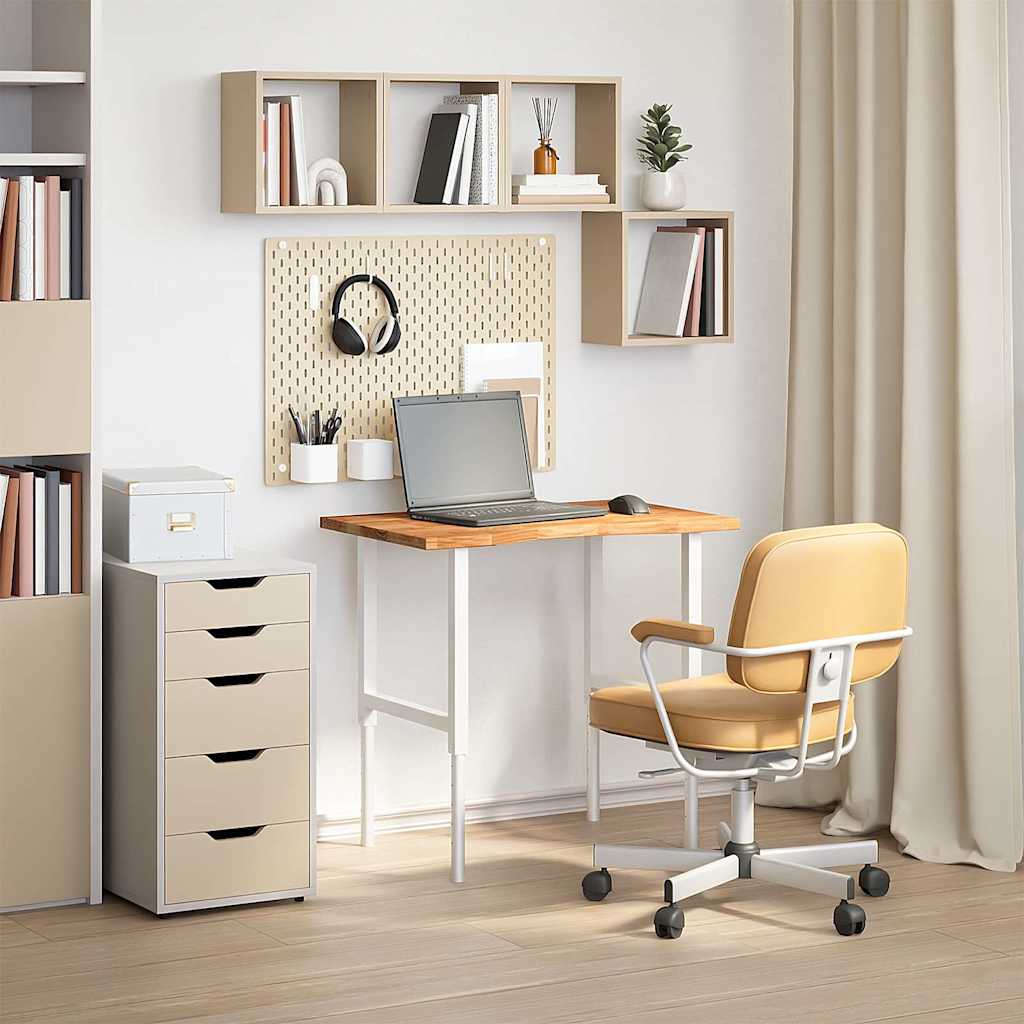 Solid Oak Rectangular Desk Top, Light Brown, 80x60x2.5 cm