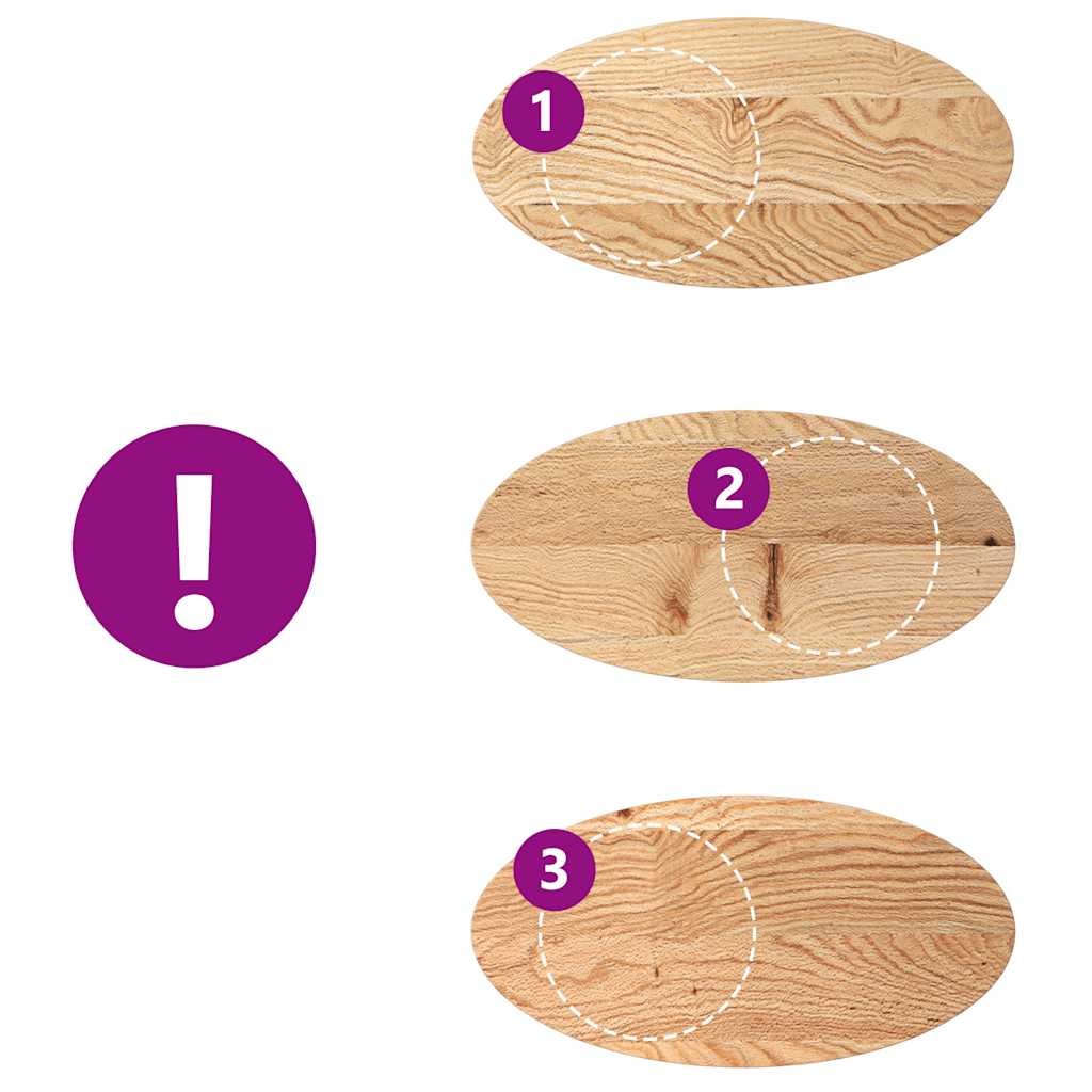 Solid Oak Oval Table Top 80x40x2 cm - Elegant & Durable