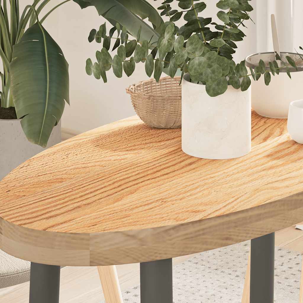 Solid Oak Oval Table Top - 80x40x4 cm