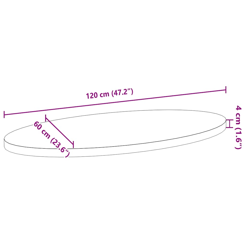 Solid Oak Oval Table Top 120x60x4 cm - Elegant & Durable