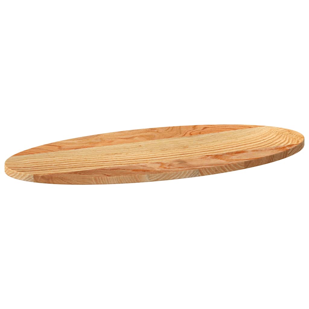 Solid Oak Oval Table Top 80x40x2 cm - Light Brown Finish
