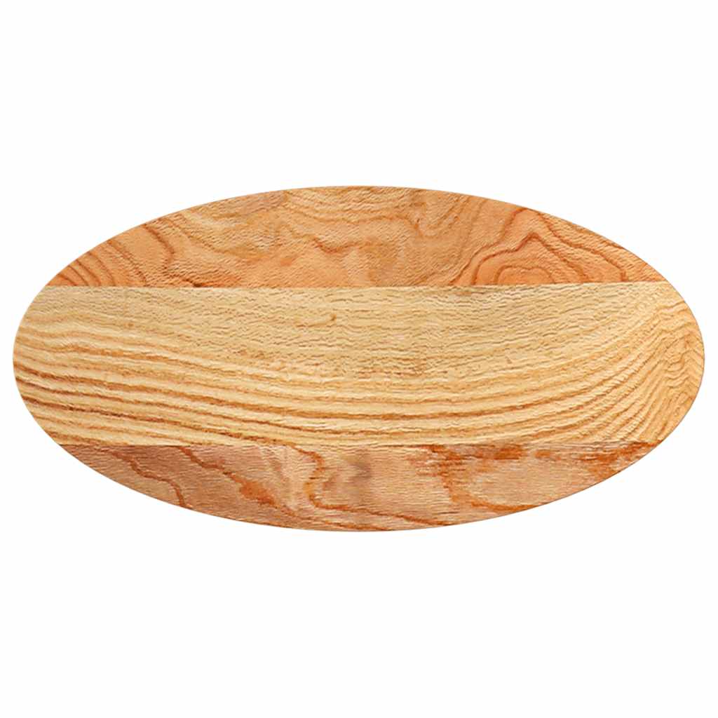 Solid Oak Oval Table Top - Light Brown, 80x40x4 cm
