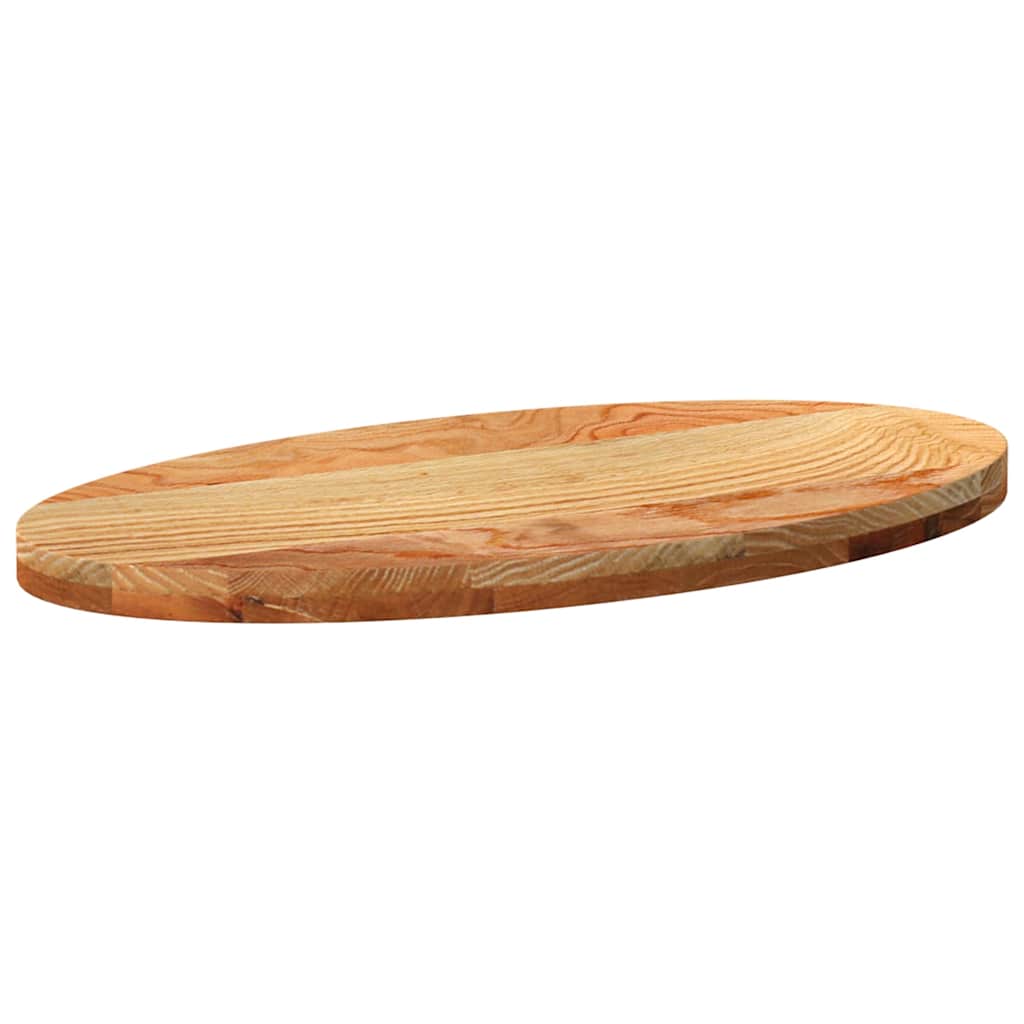 Solid Oak Oval Table Top - Light Brown, 80x40x4 cm