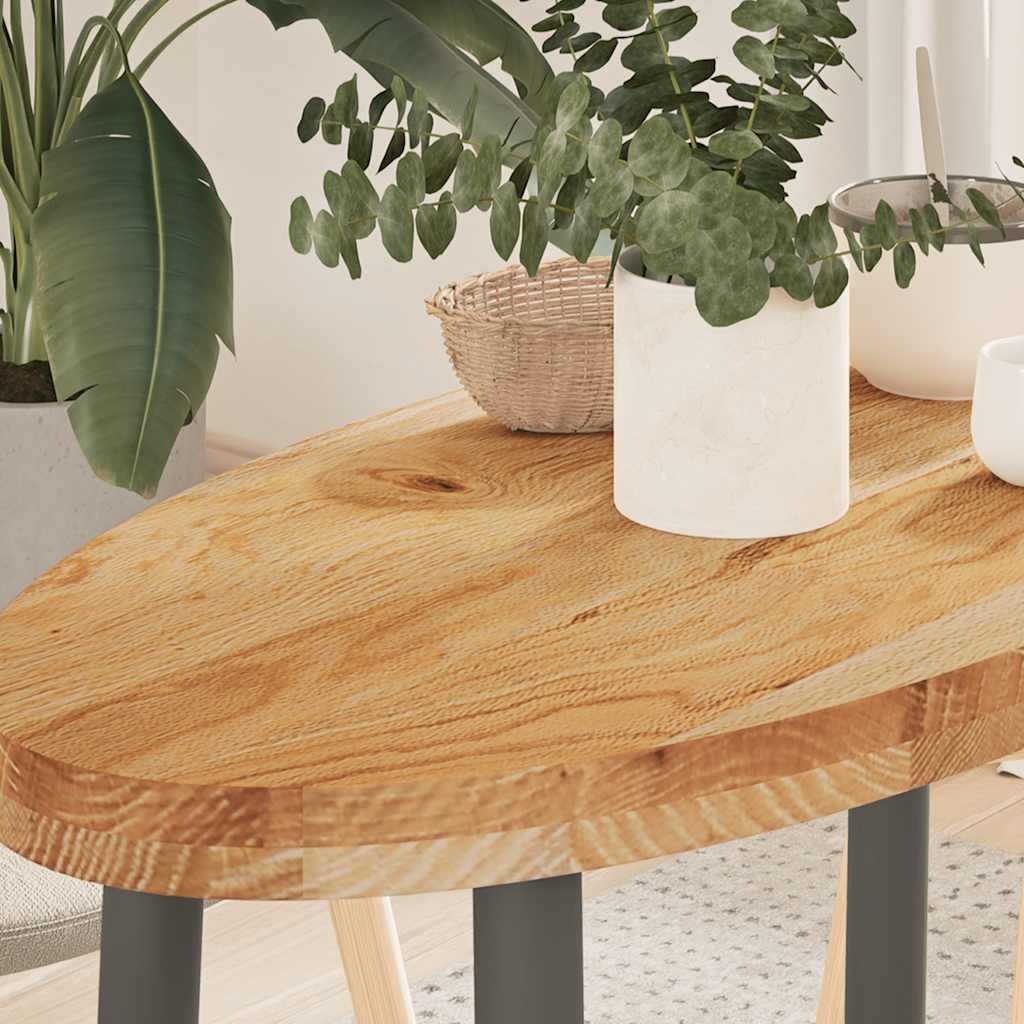 Solid Oak Oval Table Top - Light Brown, 80x40x4 cm