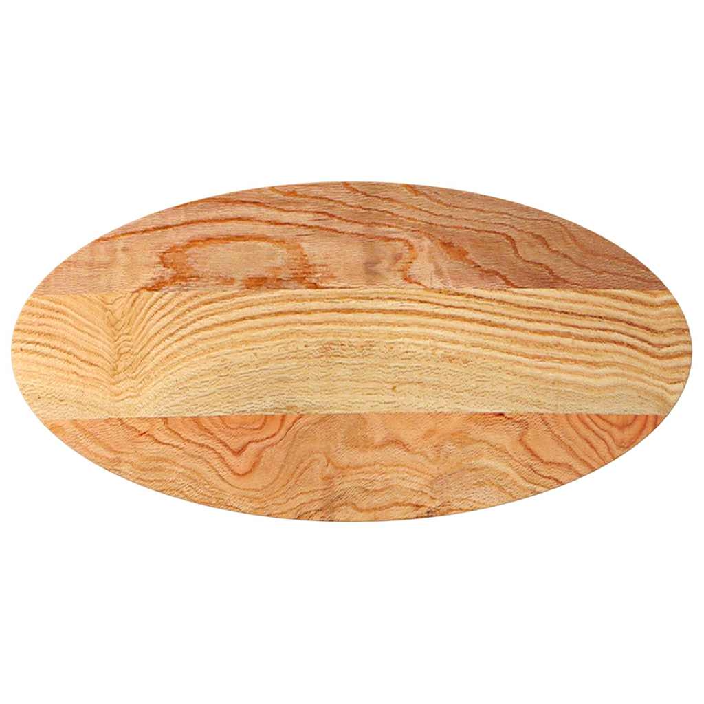 Oval Solid Oak Table Top, Light Brown, 100x50x4 cm