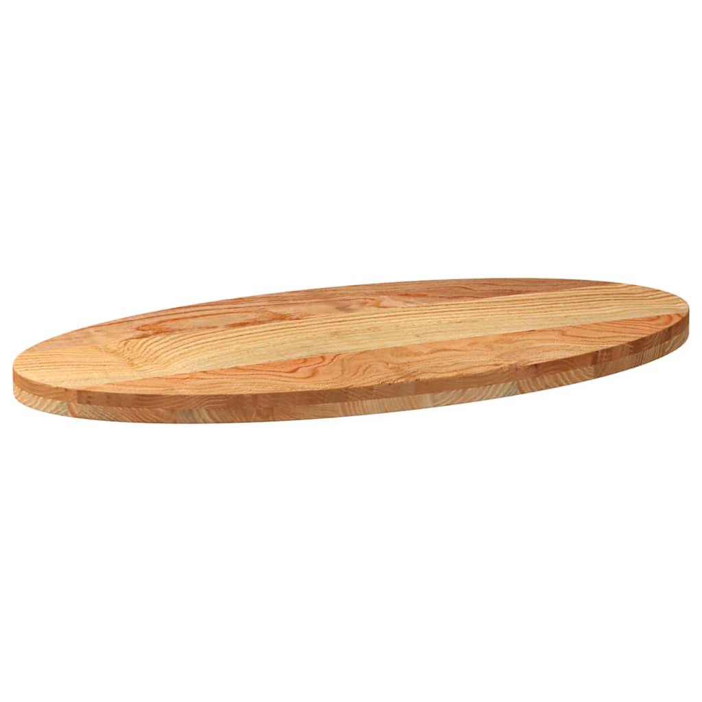 Oval Solid Oak Table Top, Light Brown, 100x50x4 cm