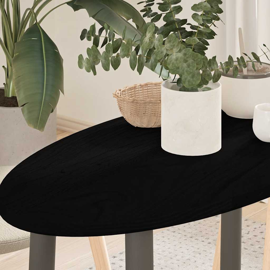 Solid Oak Oval Table Top, Dark Brown, 80x40x2 cm
