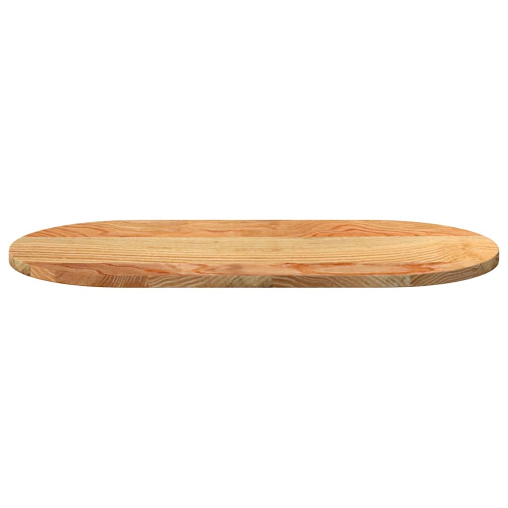 Oval Solid Oak Table Top, Light Brown, 80x40x2 cm